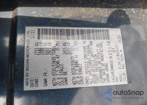 2016 Nissan Pathfinder Platinum из США, поврежденный, VIN 5N1AR2MMXGC615176